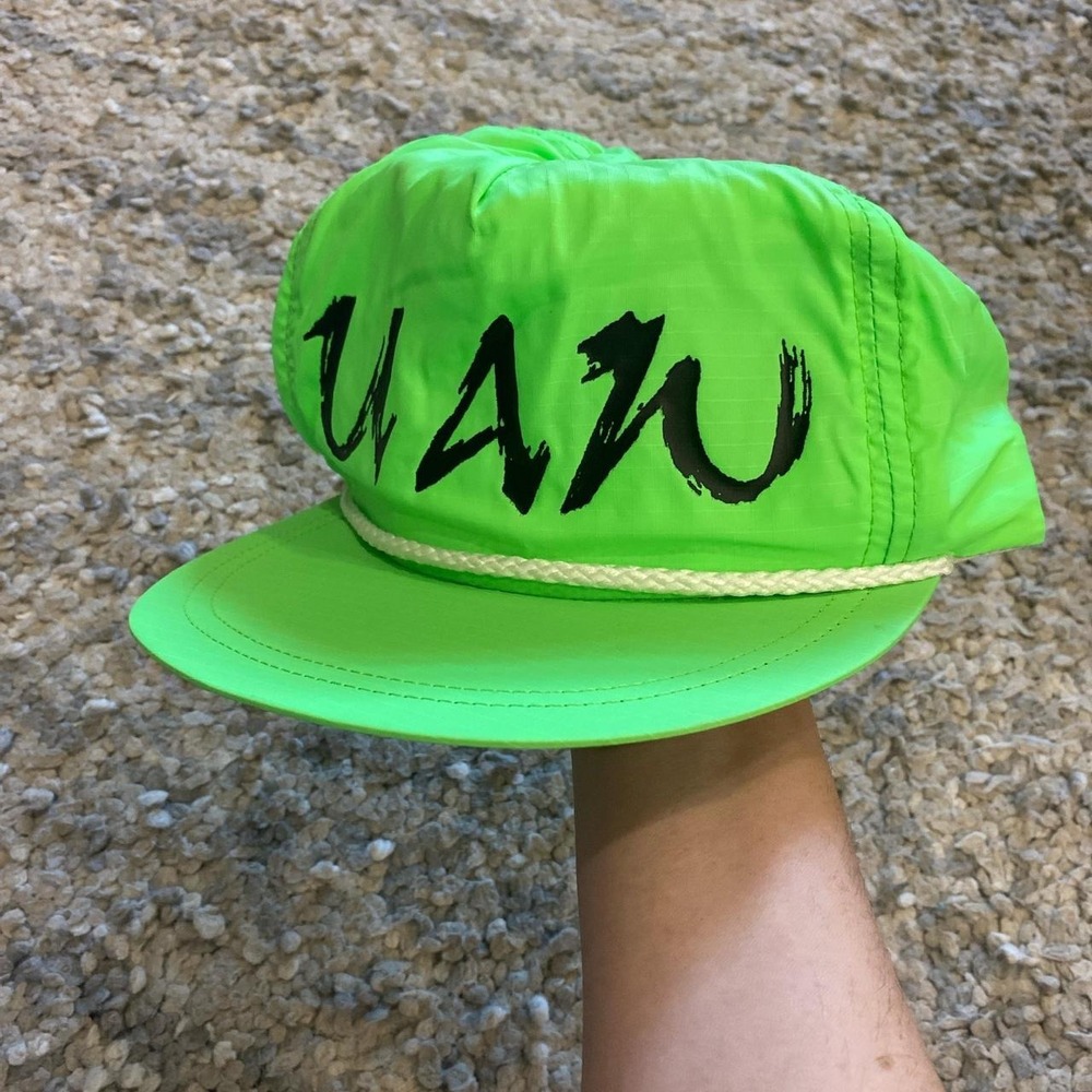 'Vintage Neon Green Snapback Hat – Retro Adjustable Cap with Black Lettering